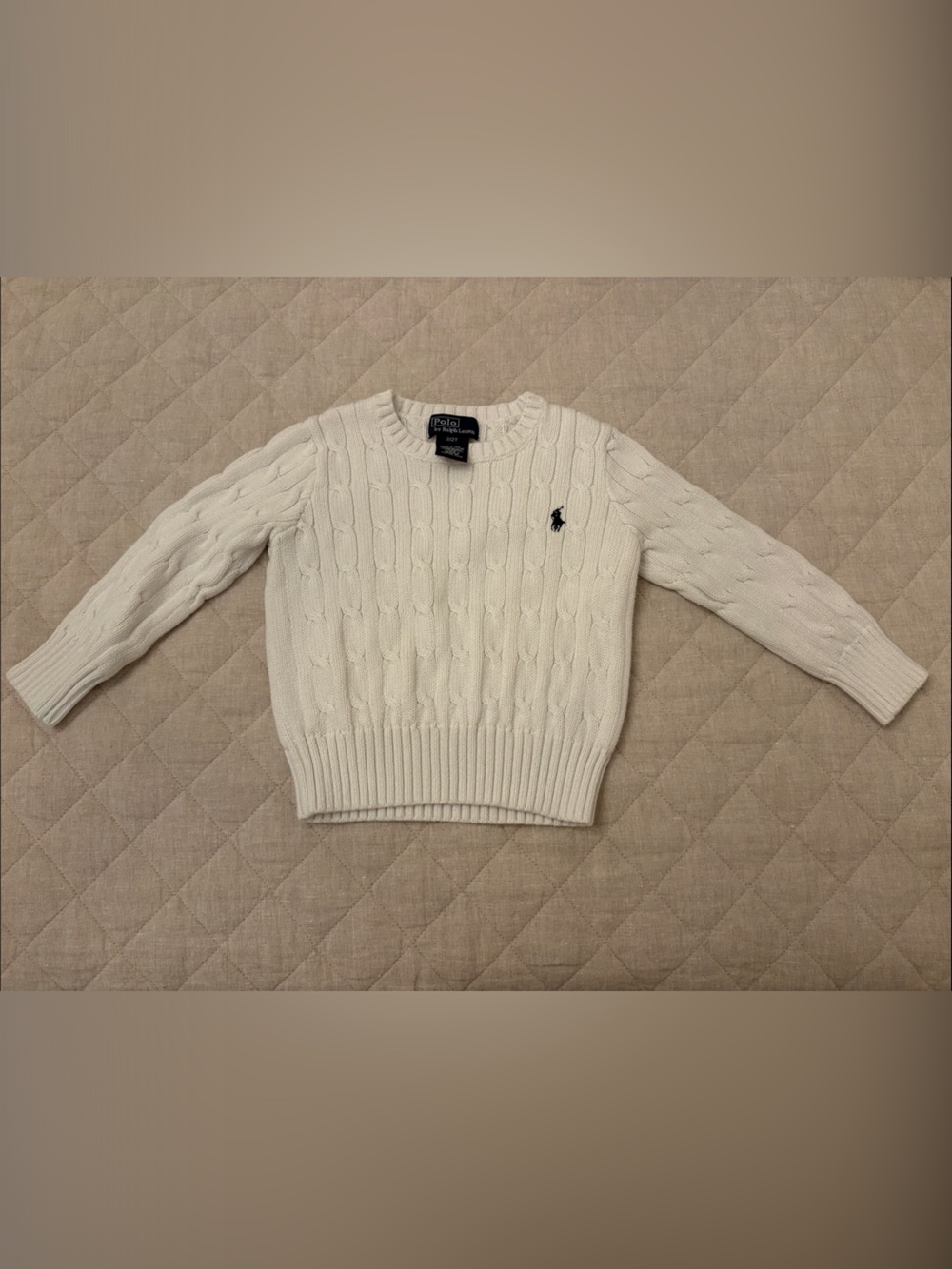 Polo by Ralph Lauren Cream Cable-Knit Sweater with Navy Pony